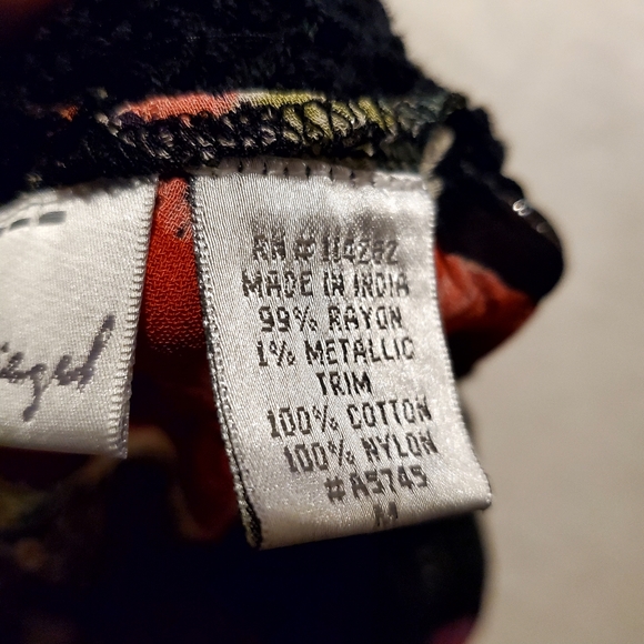 Black MD Multi-color Floral Blouse Crochet Lace Top #O31 - Picture 3 of 9